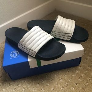 Tory Sport Ivory Nappa Leather Slide Sandals - Size 11